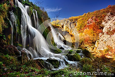 Autumn landscape in Plitvice Lakes National Park, Croatiaâ€Ž Stock Photo